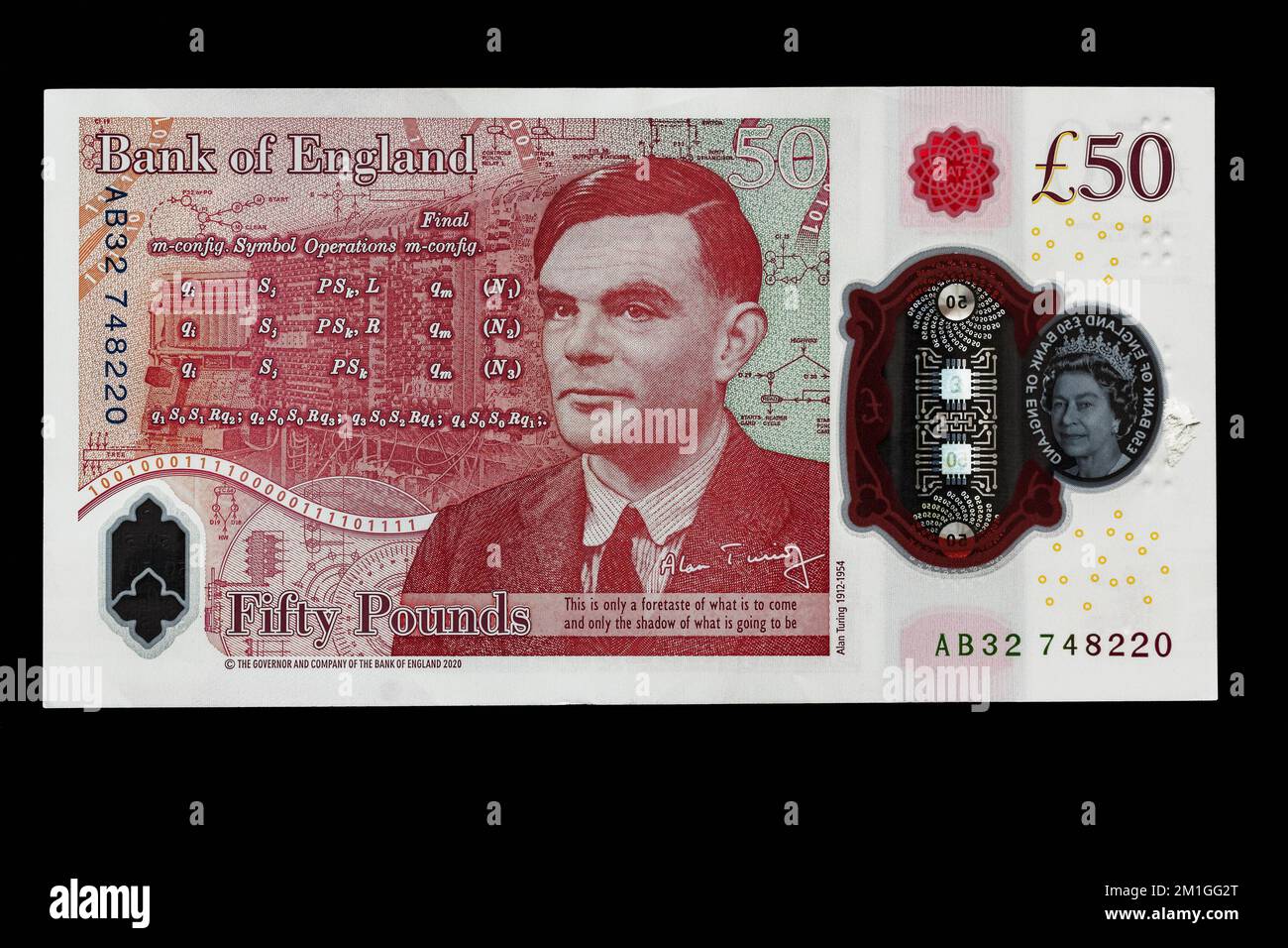 The £50 note released on 23rd June 2021, Alan Turing's birthday. Stock Photo