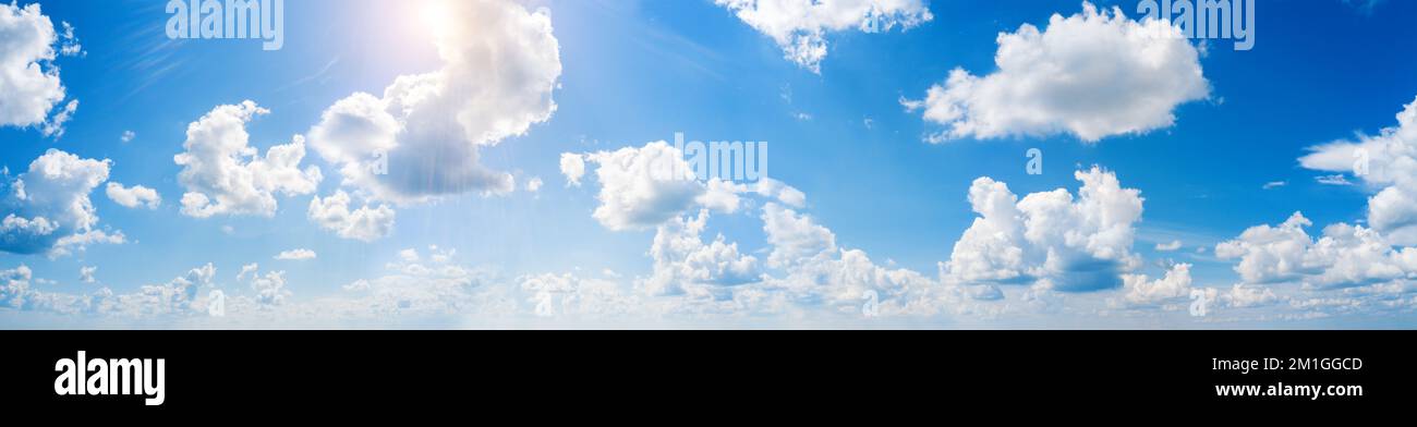 Panorama of blue sky with white clouds Stock Photo - Alamy