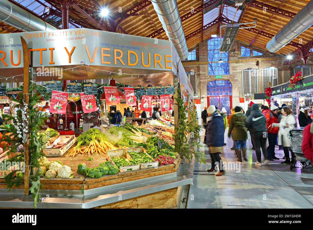 The covered market of Colmar (Le Marché Couvert de Colmar)  Colmar, France - December 2022 Stock Photo