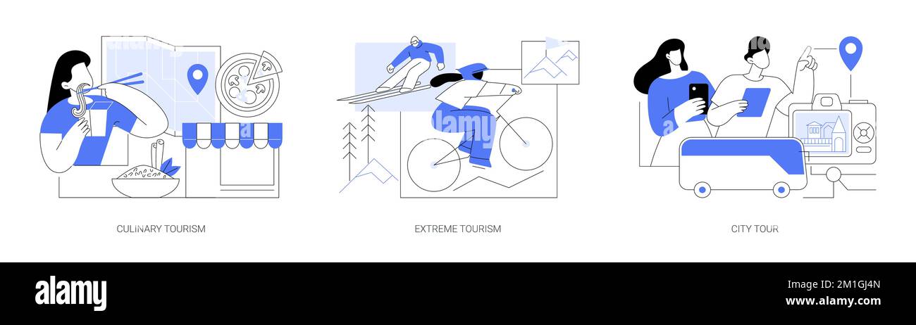 Authentic travel experience abstract concept vector illustrations. Stock Vector