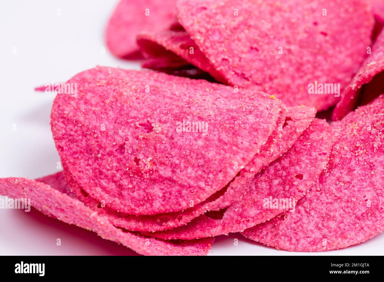 red chips isolate. closeup potato chips Stock Photo Alamy