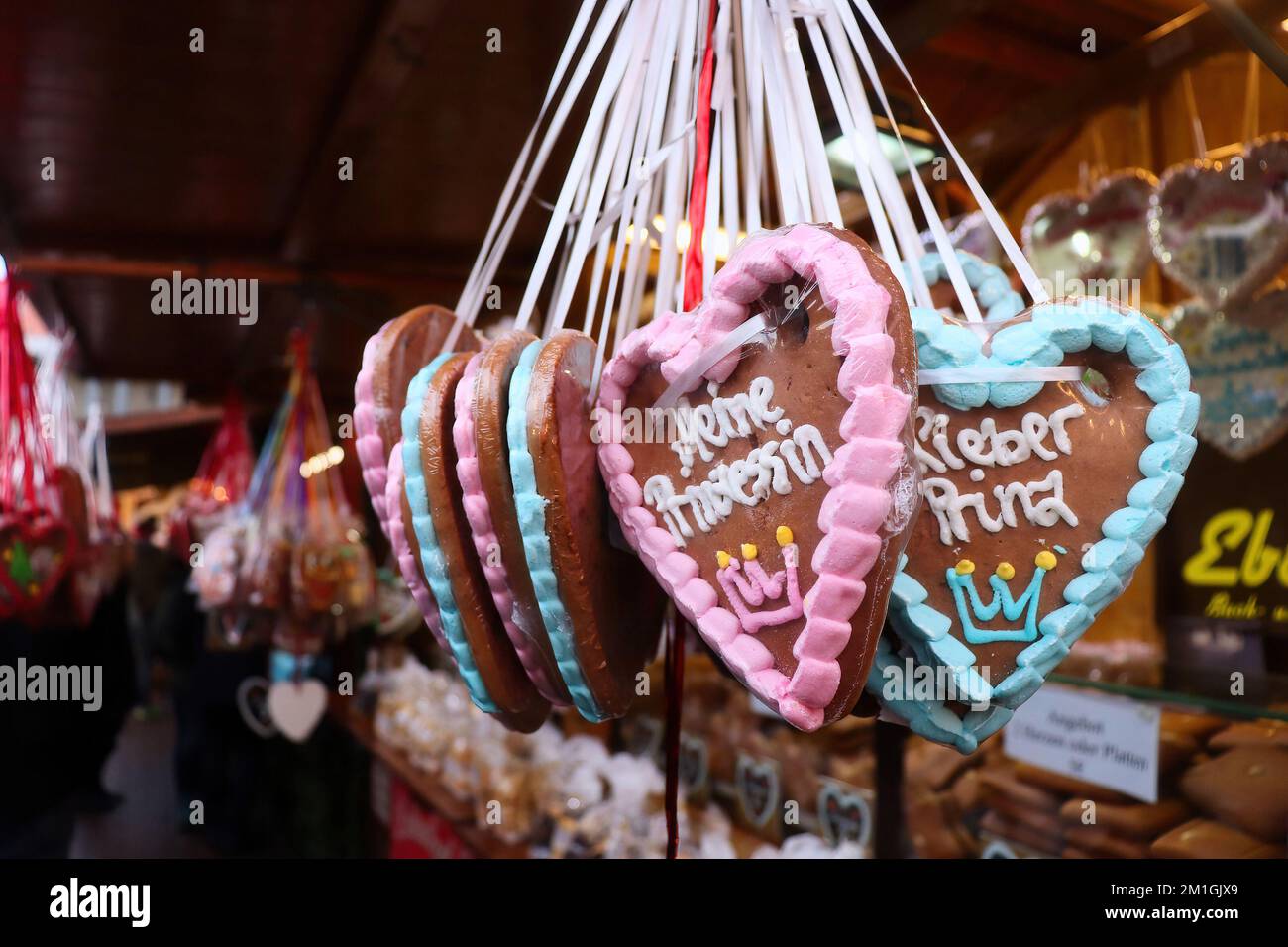 Hanau, Germany December 15, 2019 Lebkuchen, heart shaped cookies