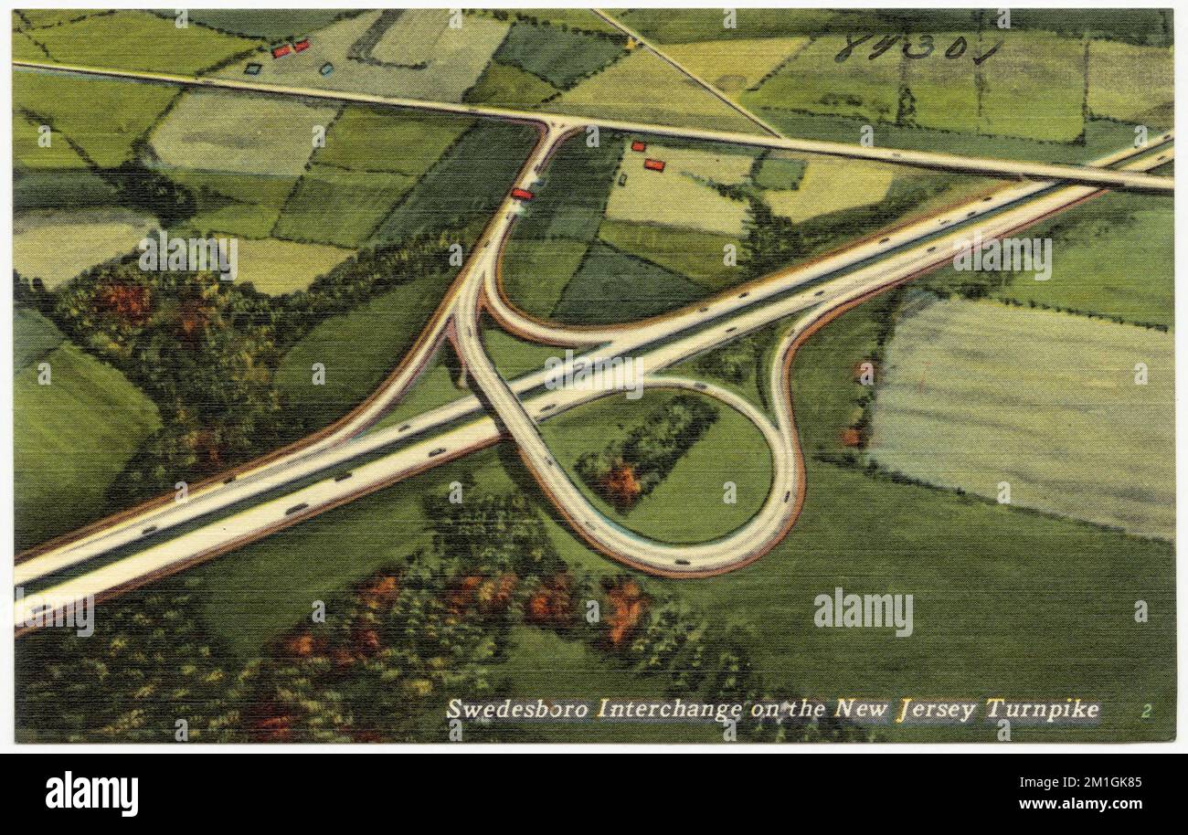 Swedesboro Interchange on the New Jersey Turnpike , Roads, Tichnor Brothers Collection