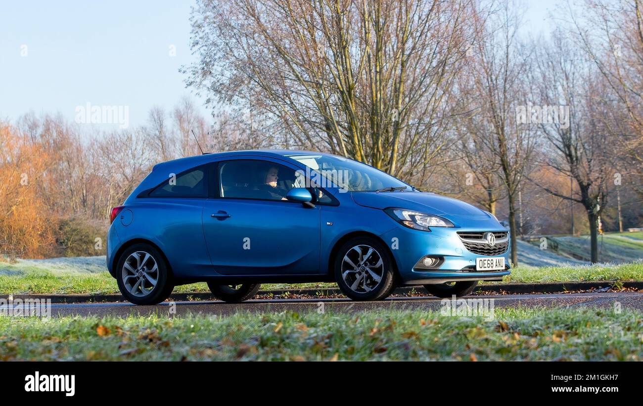 2019 blue Vauxhall Corsa hatchback car Stock Photo