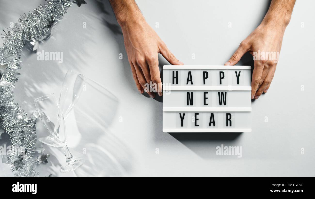 Happy New Year Sign on White Background Stock Photo - Alamy