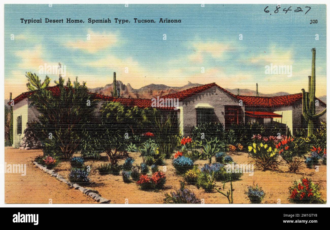 Typical desert home, Spanish type, Tucson, Arizona , Houses, Tichnor