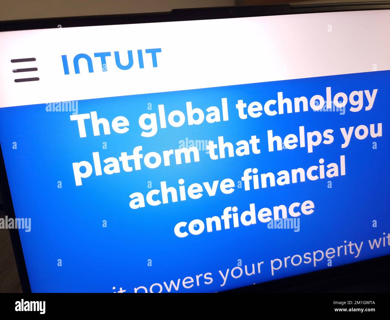 KONSKIE, POLAND - December 12, 2022: Intuit website displayed on laptop computer screen Stock Photo