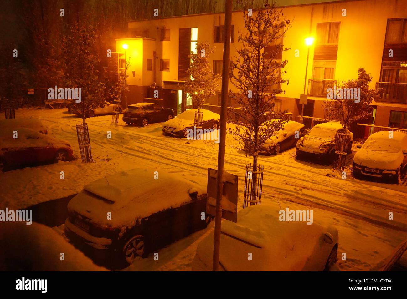 .Snowy day in London United Kingdom Stock Photo