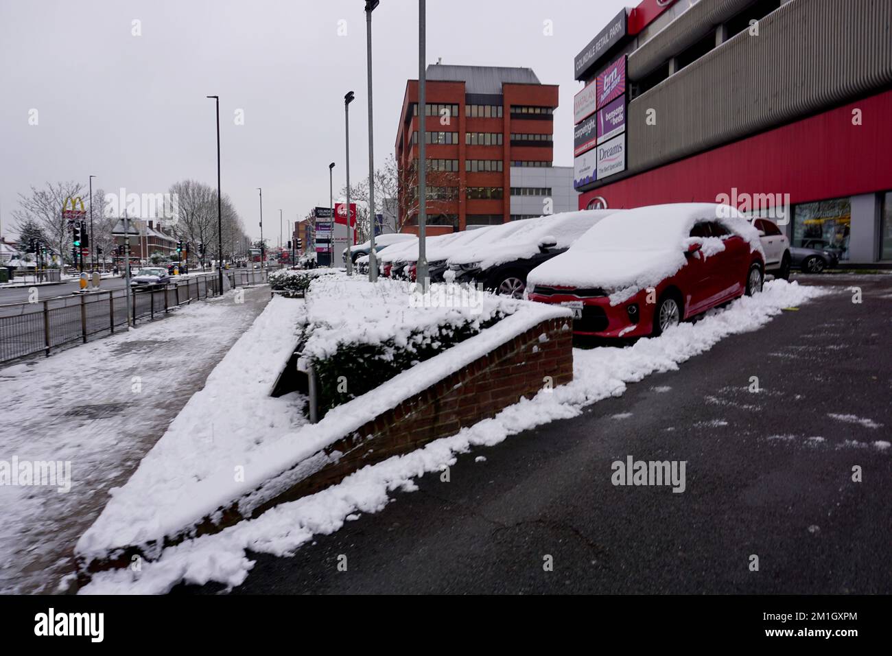 .Snowy day in London United Kingdom Stock Photo
