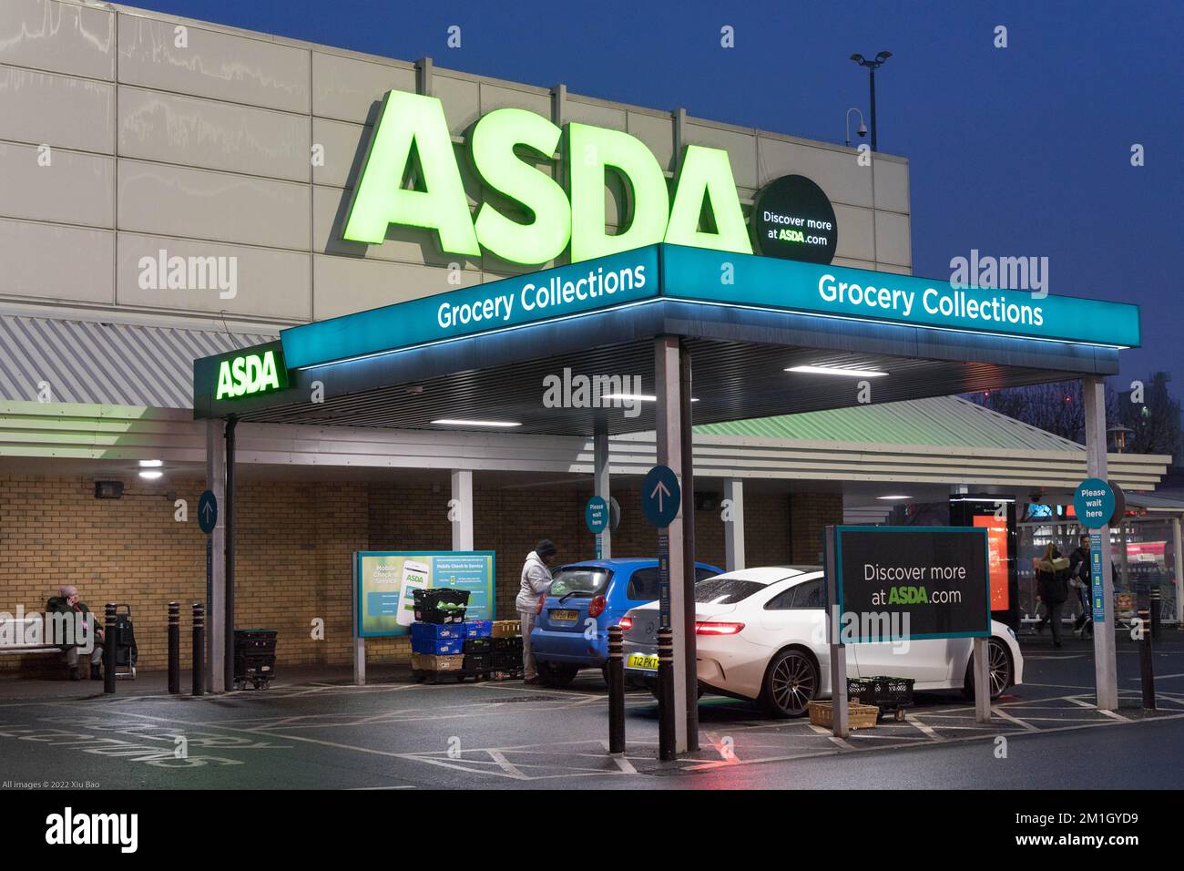 Asda supermarket offers Grocery collections for customers who order online and collect at store London England Stock Photo