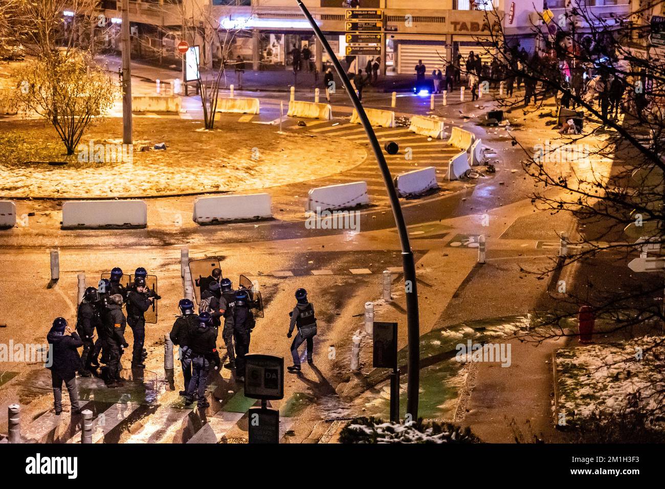 ANNEMASSE, FRANCE - DECEMBER 10, 2022: Violent clash between french ...