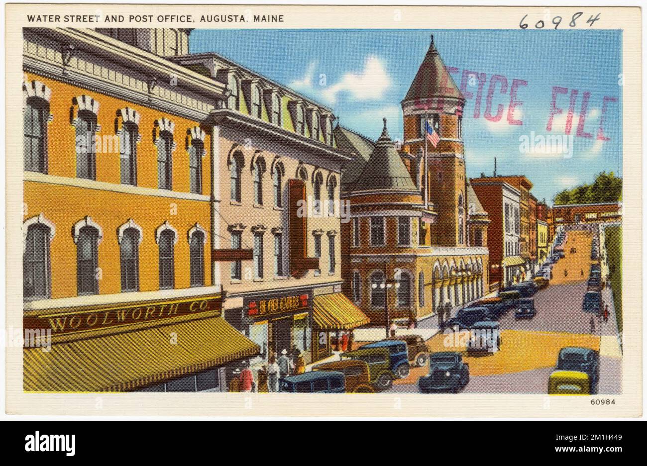Water Street and post office, Augusta, Maine , Cities & towns, Post