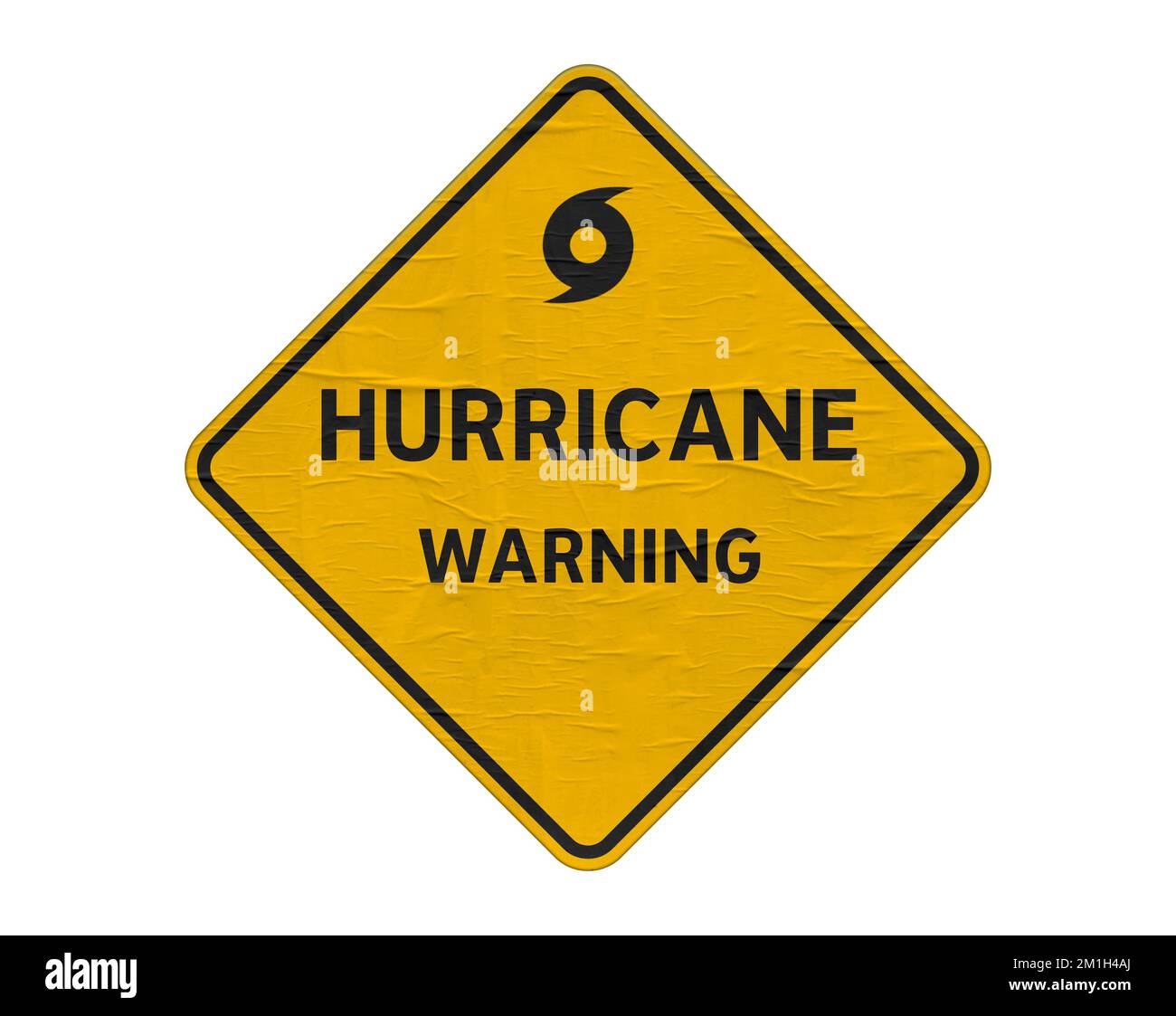 Hurricane warning - yellow road sign Stock Photo