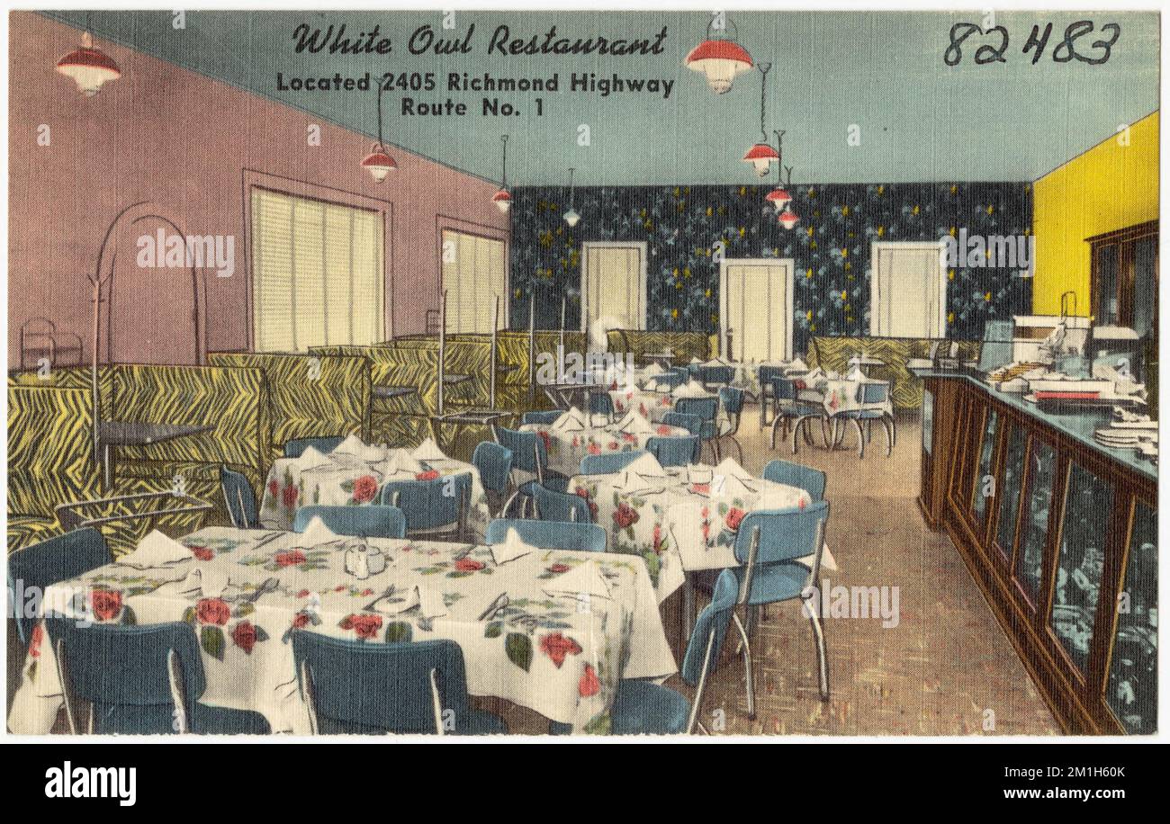 White Owl Restaurant, located 2405 Richmond Highway Route No.2 , Restaurants, Tichnor Brothers Collection, postcards of the United States Stock Photo