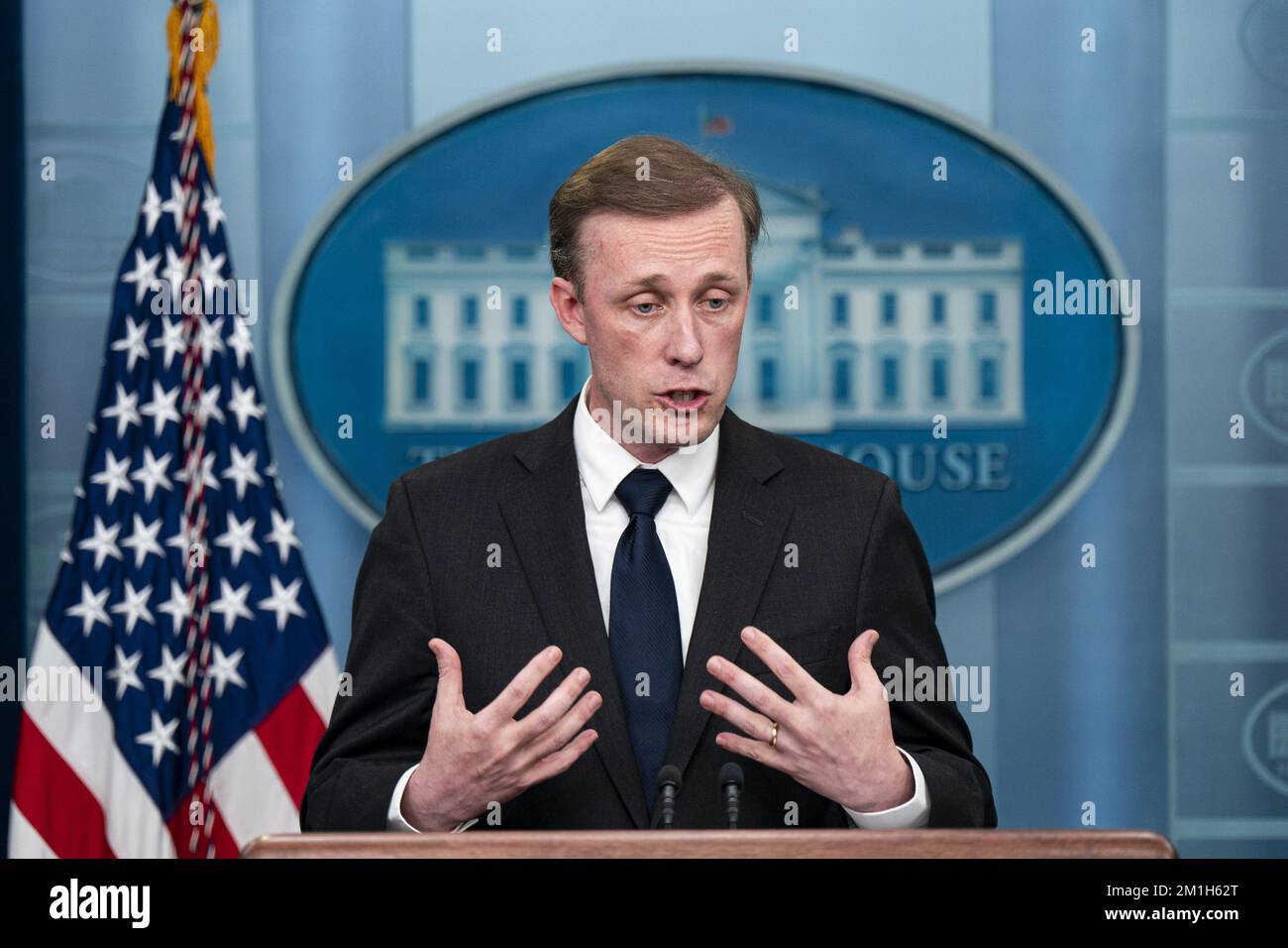 Washington, United States. 12th Dec, 2022. White House National Security Adviser Jake Sullivan speaks during a news conference in the James S. Brady Press Briefing Room at the White House in Washington, DC on Monday, December 12, 2022. Japan and the Netherlands have agreed in principle to join the US in tightening controls over the export of advanced chipmaking machinery to China, according to people familiar with the matter. Photo by Al Drago/UPI Credit: UPI/Alamy Live News Stock Photo