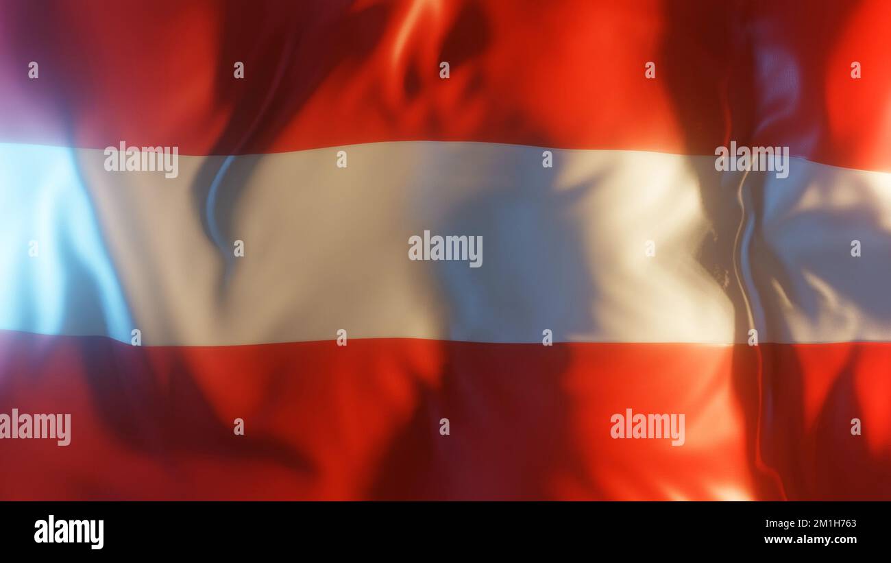 Austria Flag Frontal Close up  View 3D Render Stock Photo