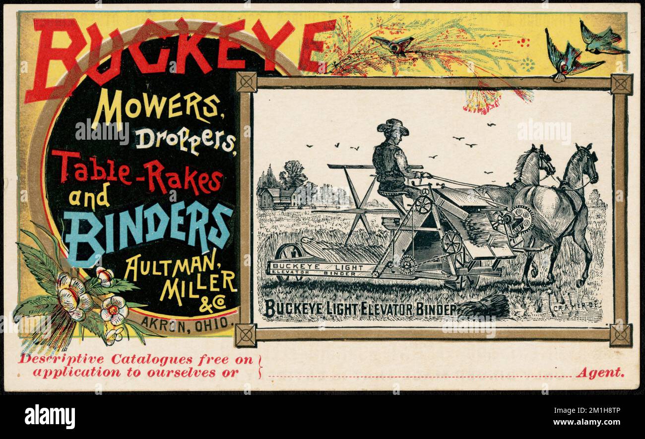 Buckeye mowers, droppers, tablerakes & binders. , Men, Horses