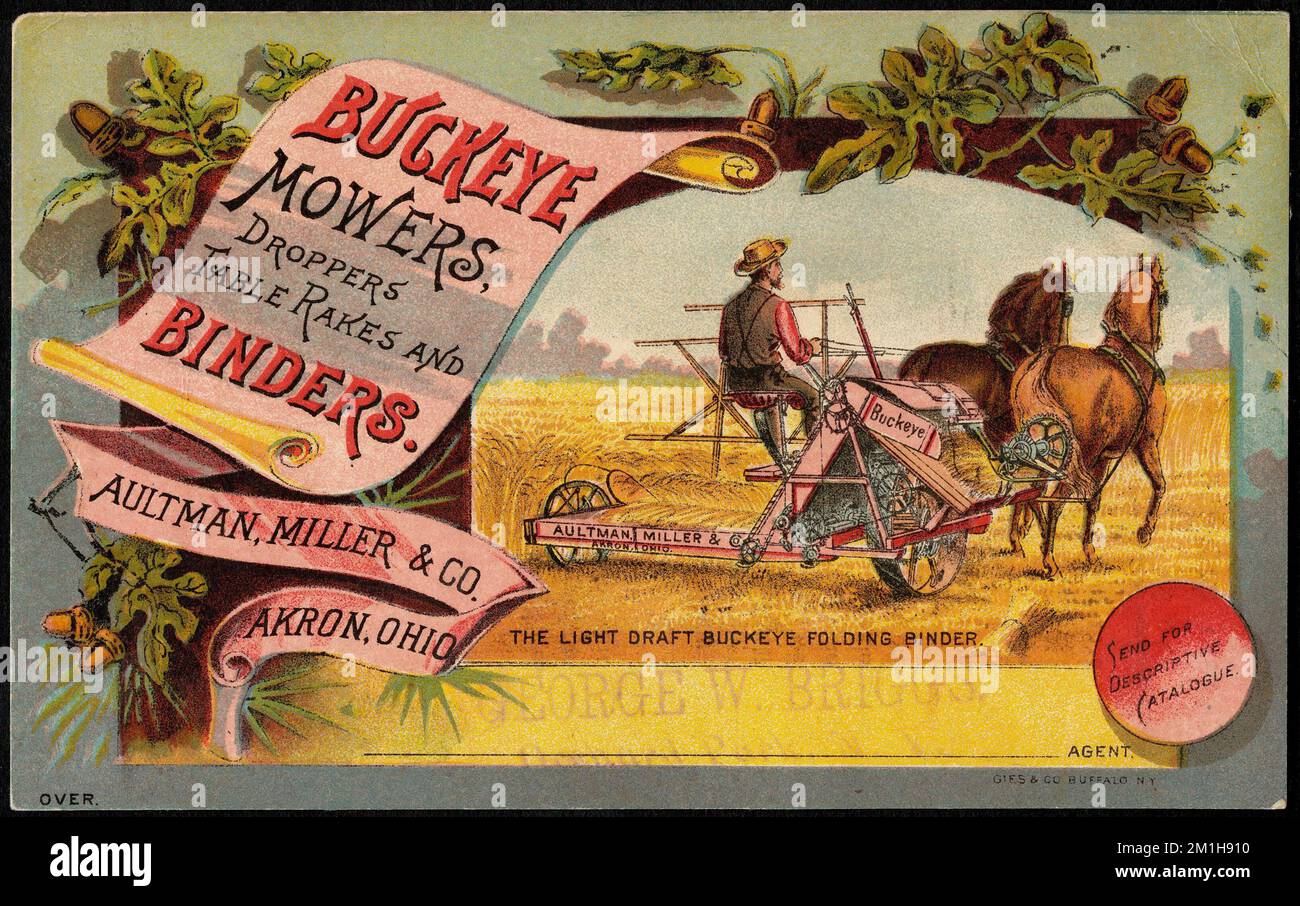 Buckeye mowers, droppers, tablerakes & binders. , Men, Horses