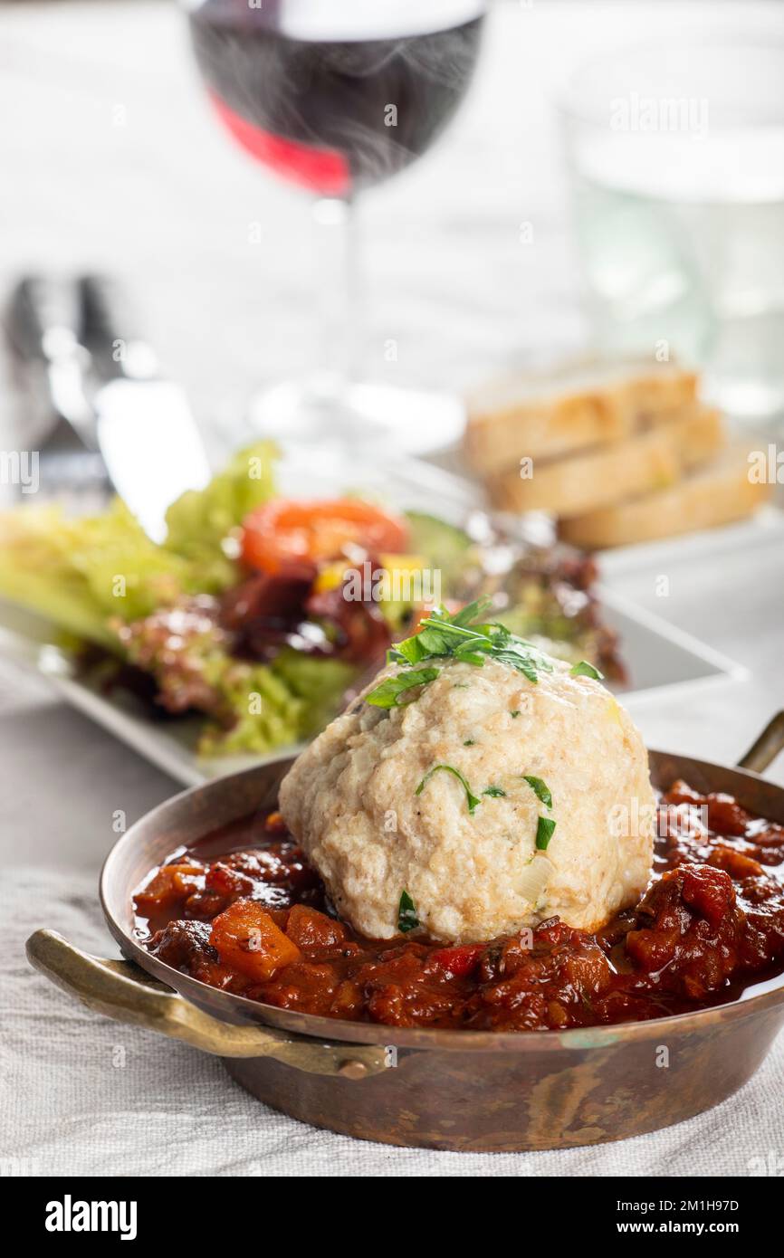 hungarian goulash with a bread dumpling Stock Photo Alamy