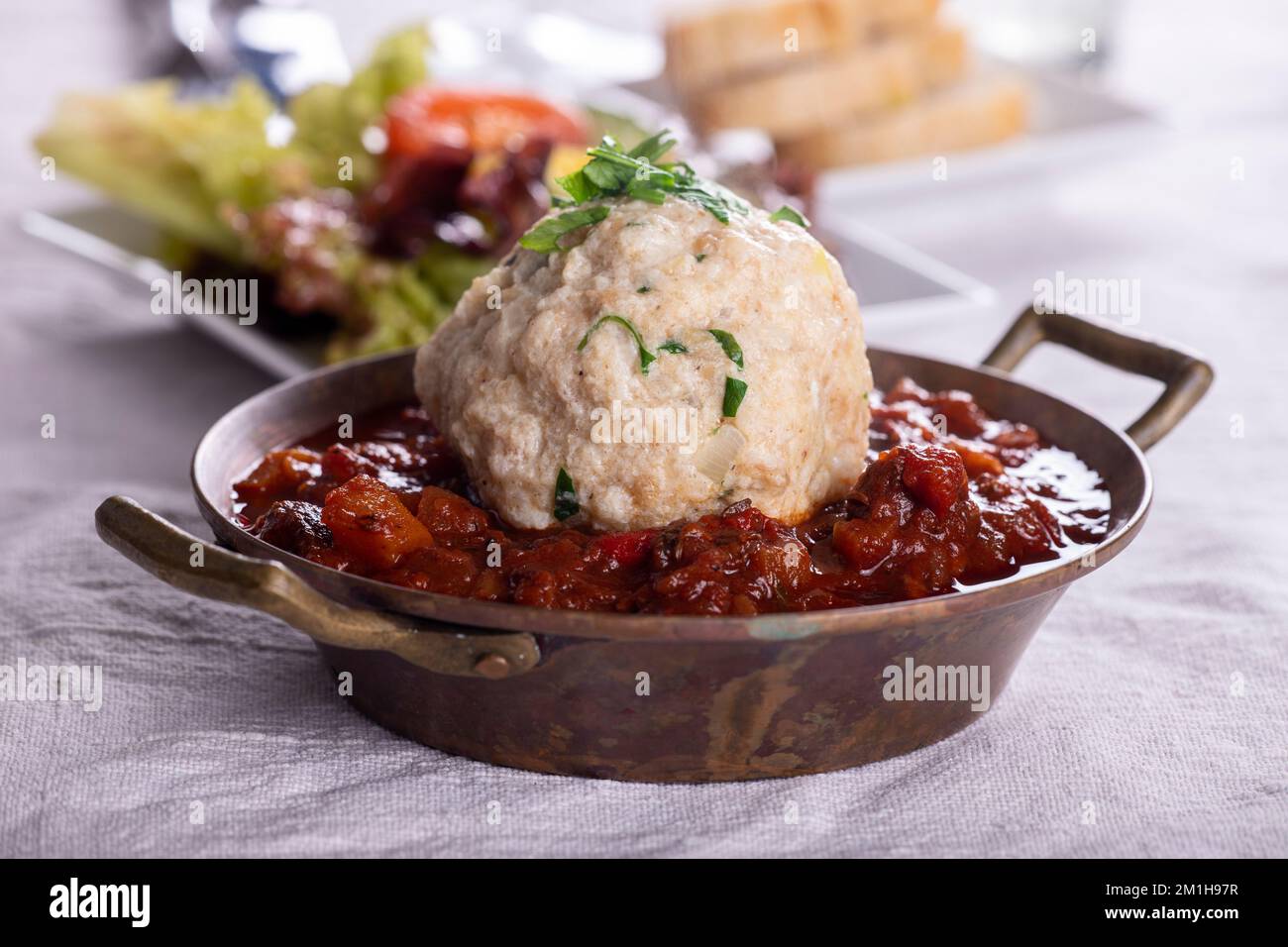 hungarian goulash with a bread dumpling Stock Photo Alamy