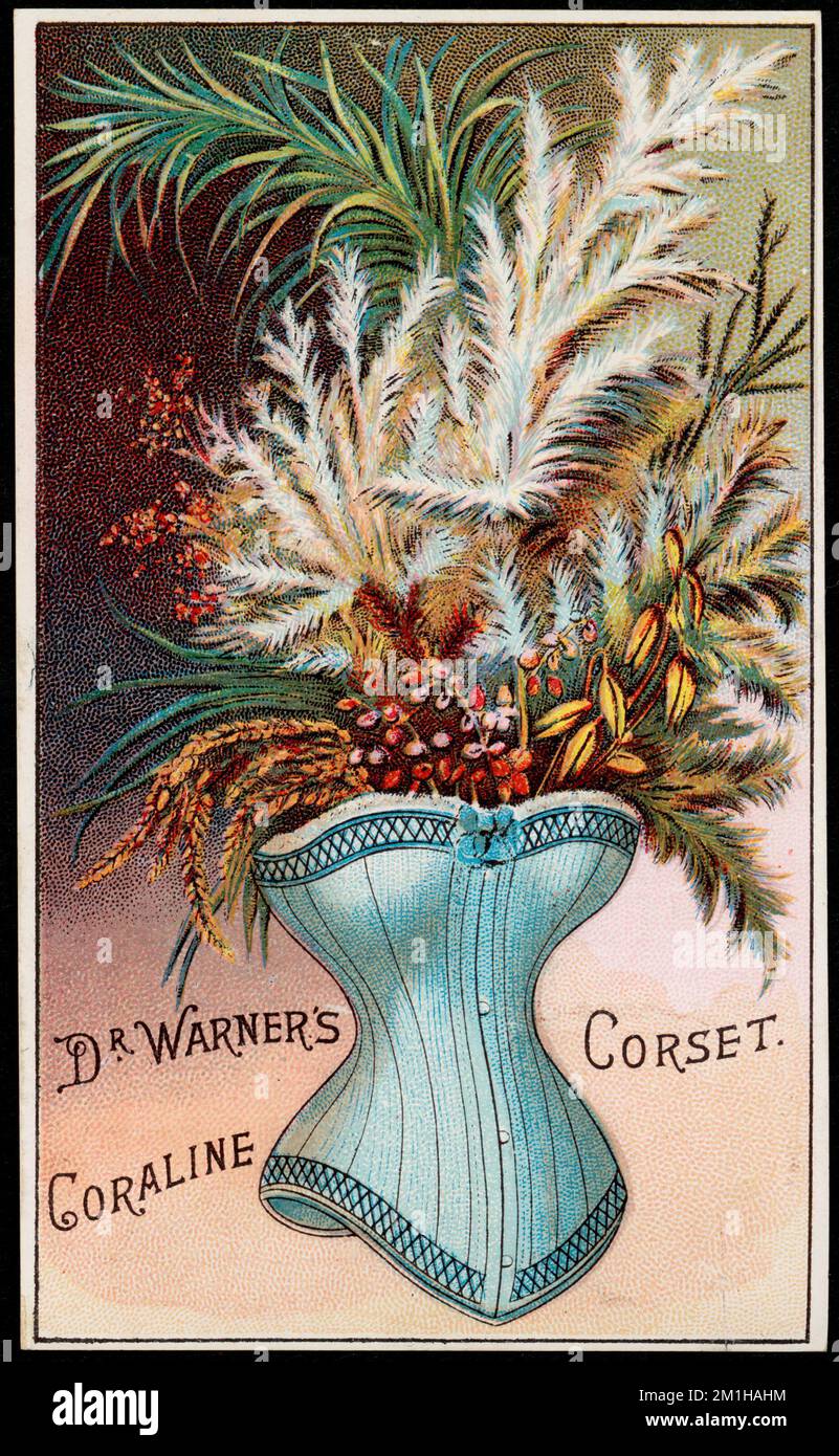 Dr. Warner's Coraline corset. , Plants, Corsets, 19th Century American  Trade Cards Stock Photo - Alamy