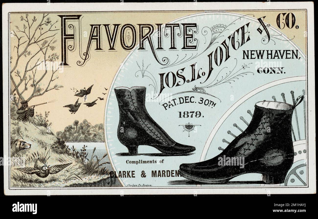 Favorite Jos. L. Joyce & Co. New Haven, Conn. , Shoes, 19th Century American Trade Cards Stock Photo