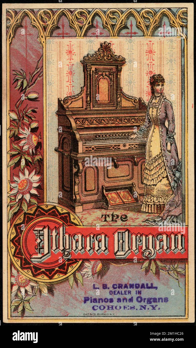 The Ithaca organ , Women, Organs, 19th Century American Trade Cards