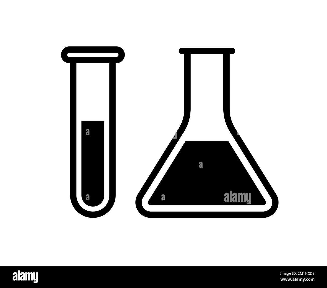 Laboratory beaker icon test tube. Chemistry experimental logo lab bubble vector icon Stock Vector