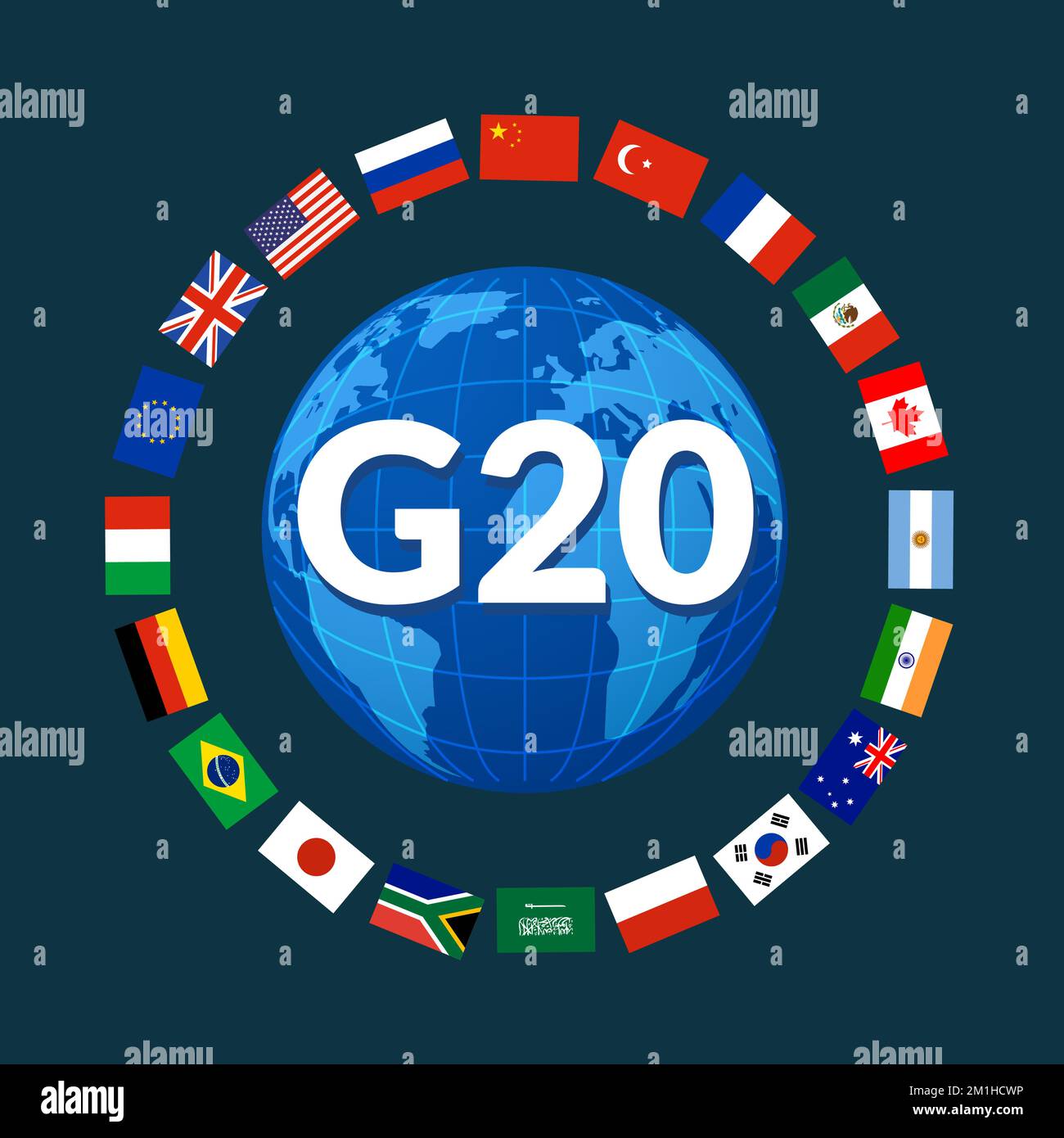 G20 world globe countries infographic. Saudi Arabia Turkey Brazil