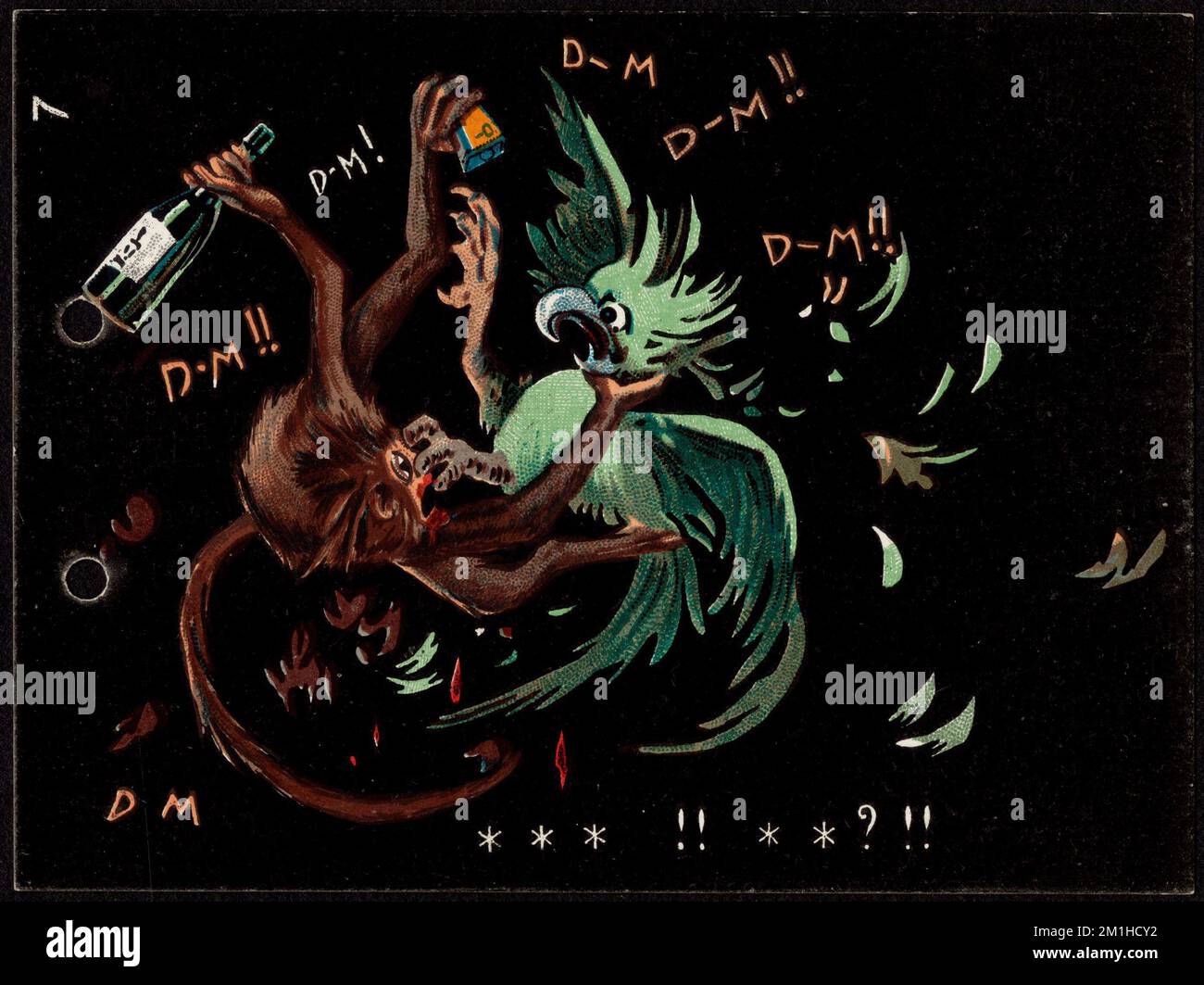 Luncheon Beef. , Parrots, Monkeys, Wine, Canned foods, Meat, 19th