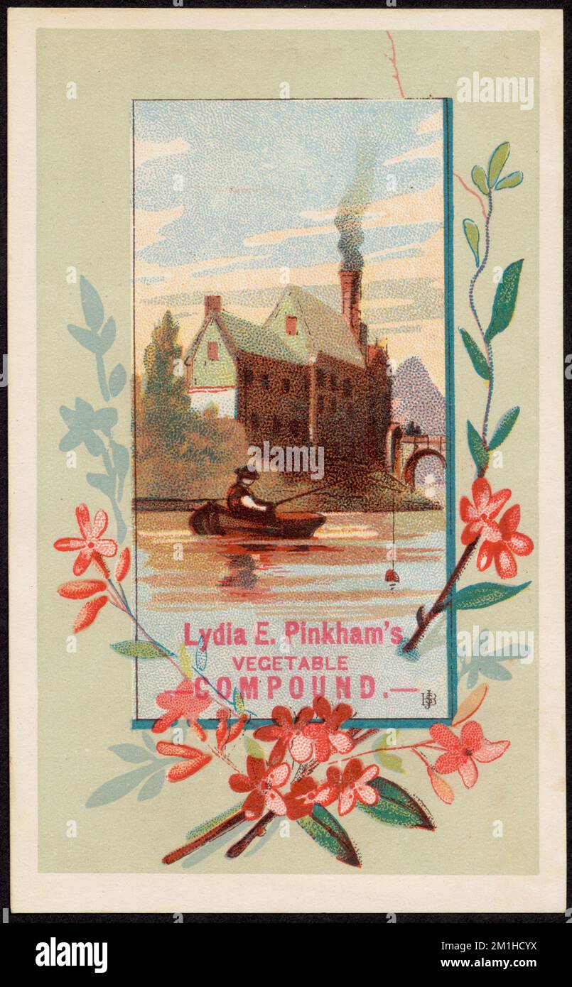 Lydia E. Pinkham's Vegetable Compound. , Men, Boats, Flowers, Patent ...