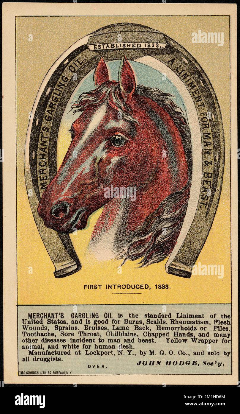 Advertising trade card for Merchant’s Gargling Oil (late 1800s)
