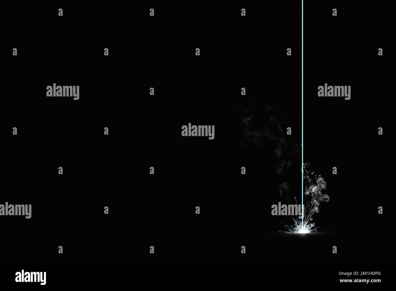 blue laser burning something black background illustration Stock