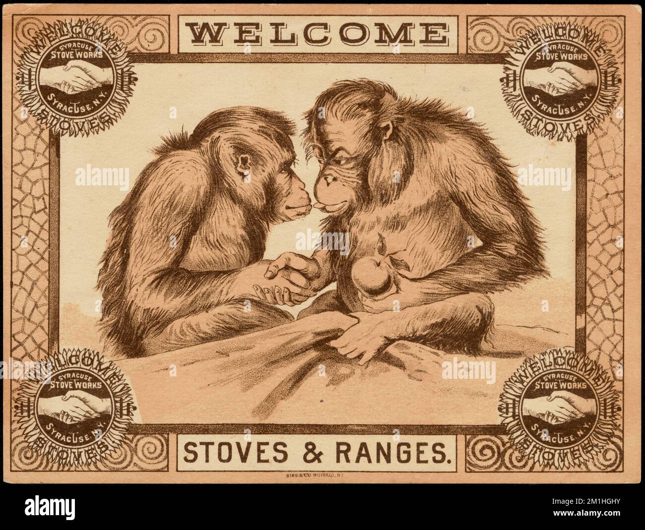 stoves & ranges , Monkeys, Fruit, Stoves, 19th Century American