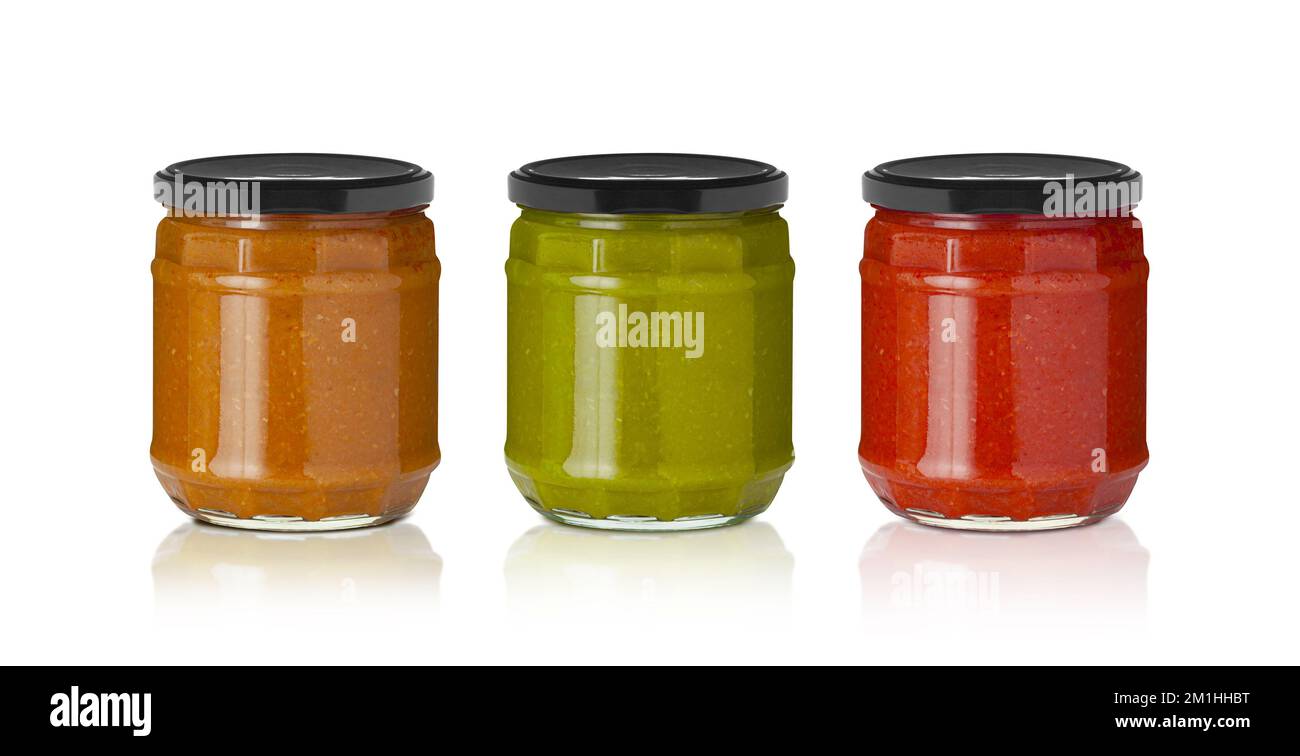 BBQ sauce in a glasses jar set isolated on transparent background with