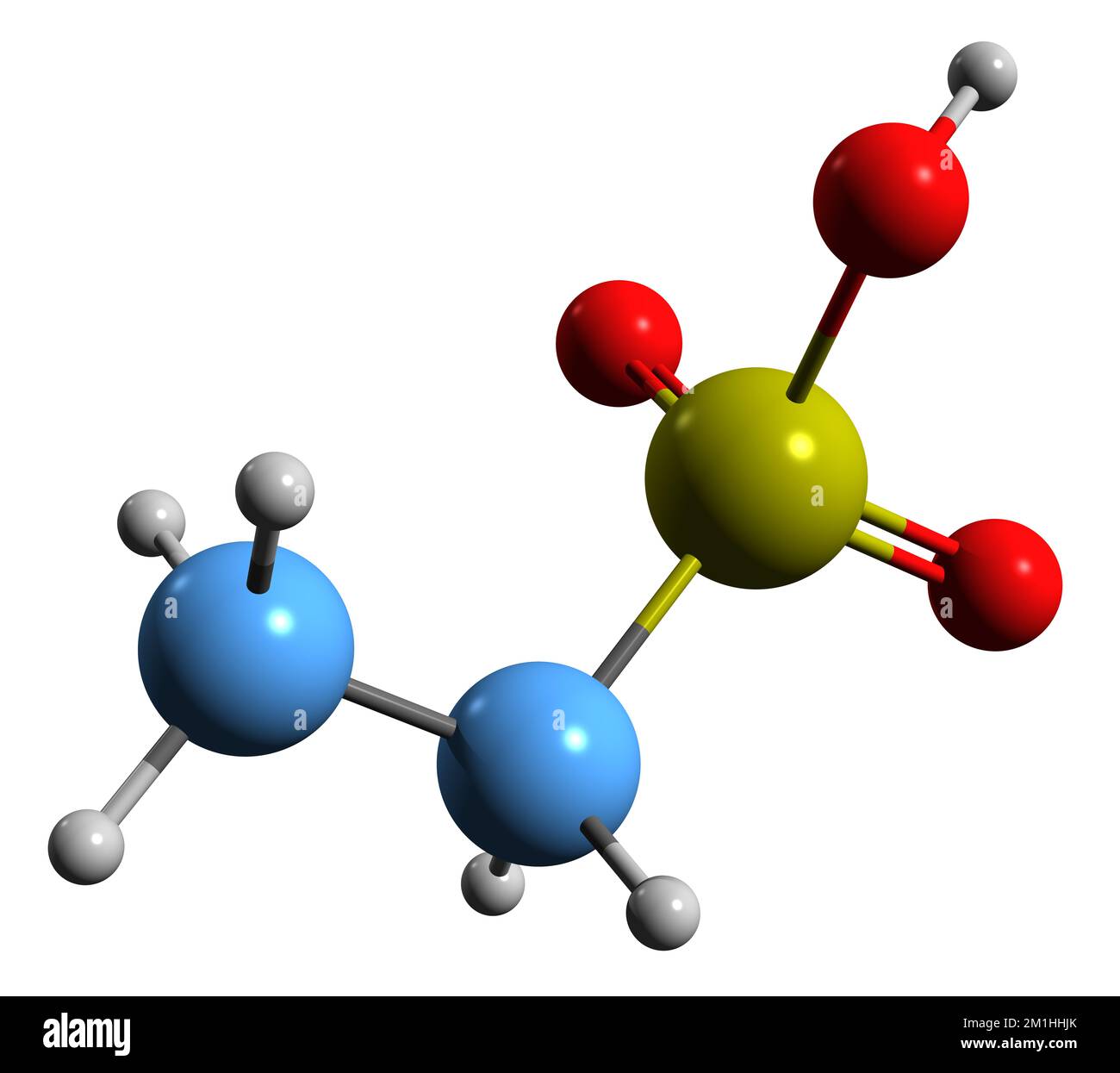 3D image of Ethanesulfonic acid skeletal formula - molecular chemical structure of ethylsulfonic acid isolated on white background Stock Photo