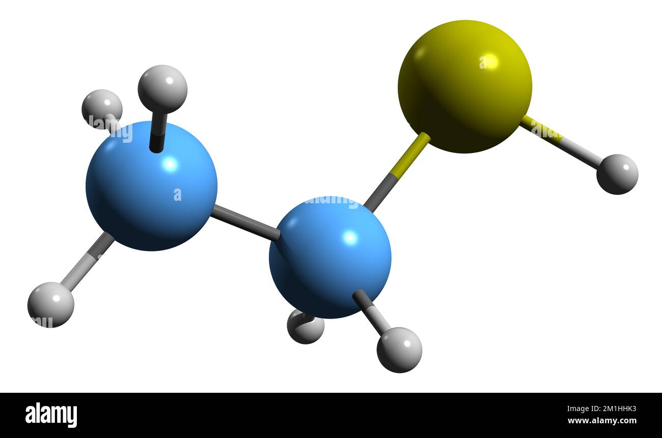 3D image of Ethanethiol skeletal formula - molecular chemical structure of Ethyl mercaptan isolated on white background Stock Photo