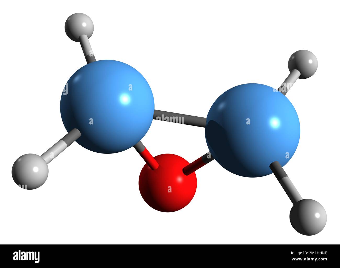3D image of Ethylene oxide skeletal formula - molecular chemical structure of Oxacyclopropane isolated on white background Stock Photo