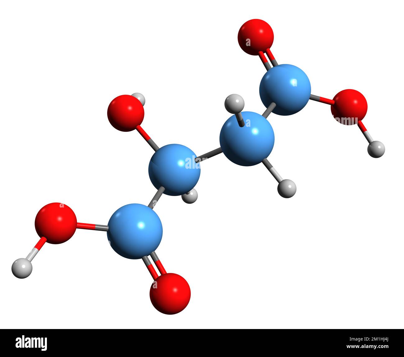 3D image of Malic acid skeletal formula - molecular chemical structure of Hydroxybutanedioic acid isolated on white background Stock Photo