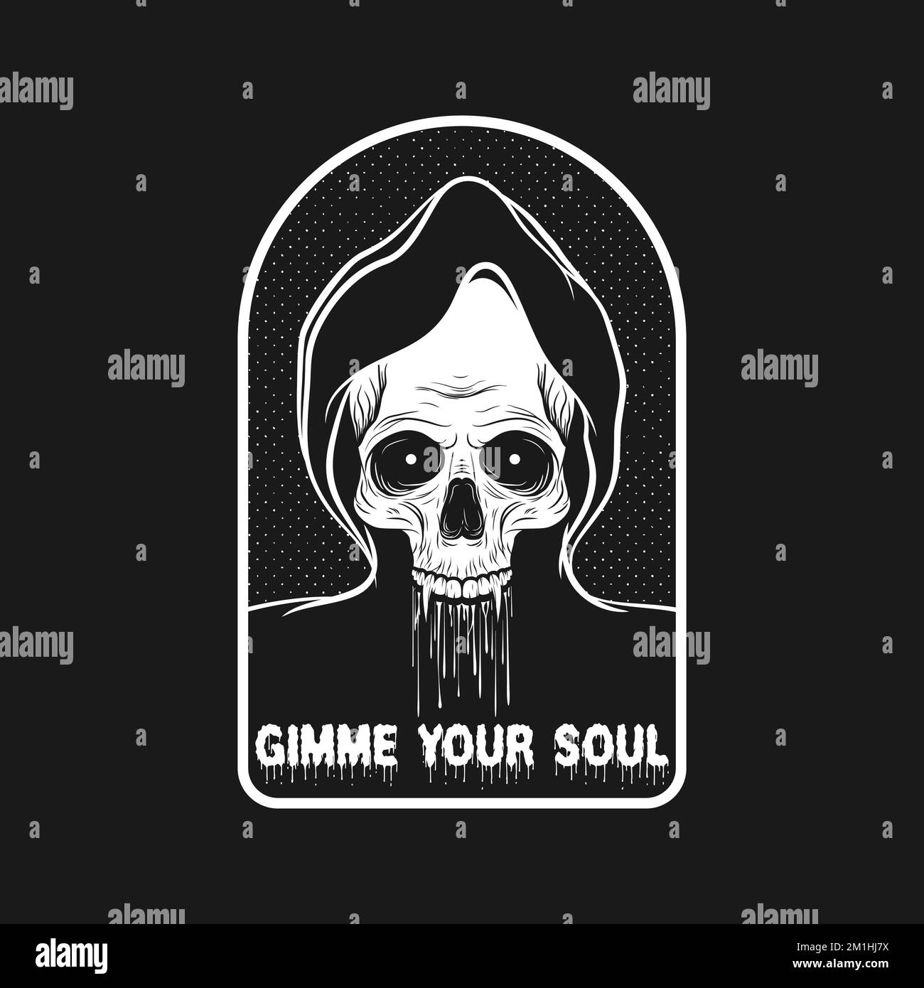 Gimme Your Soul, Skull and Zombie Typography Quote Design. Stock Vector
