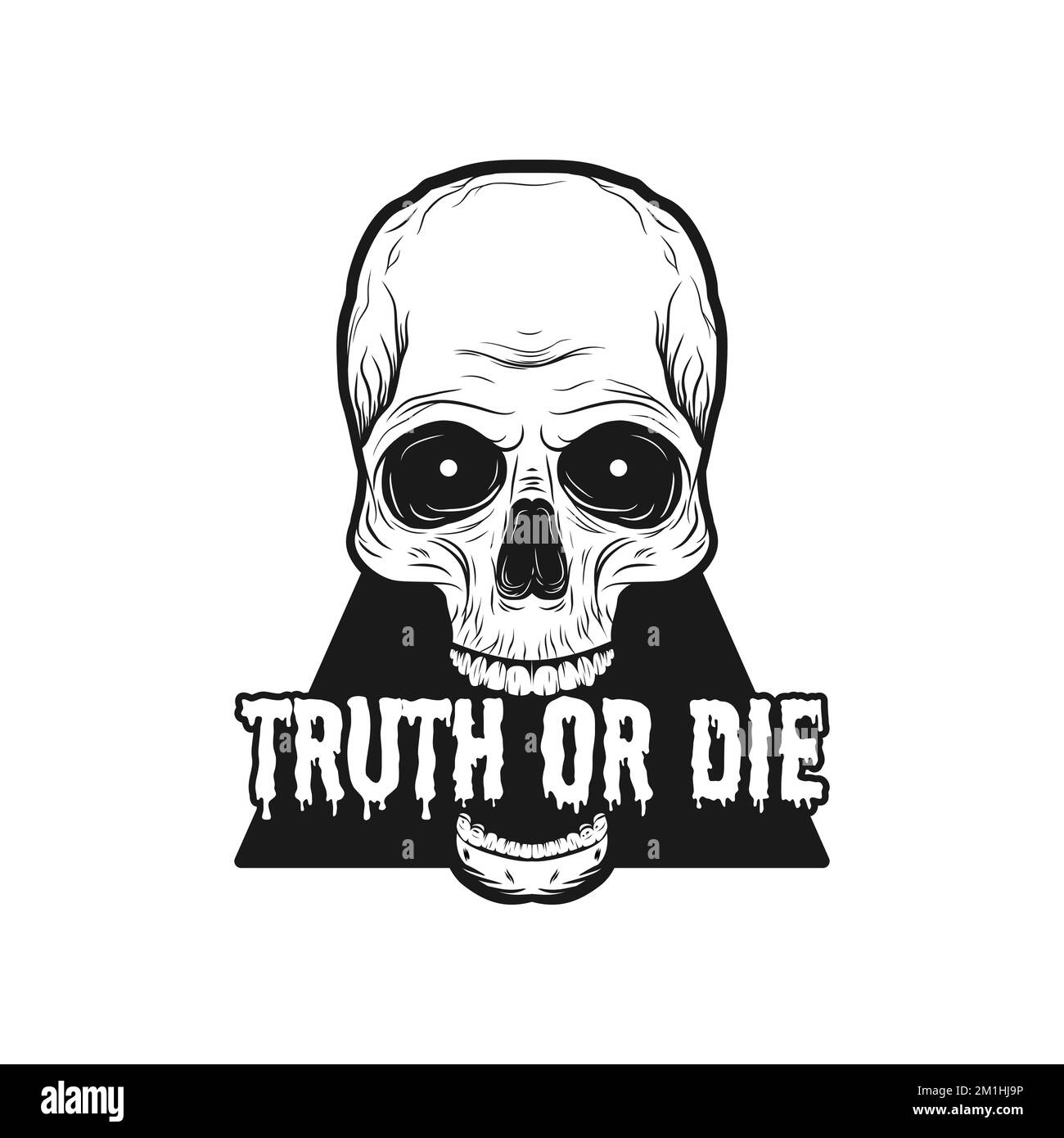Truth or Die, Skull and Zombie Typography Quote Design. Stock Vector