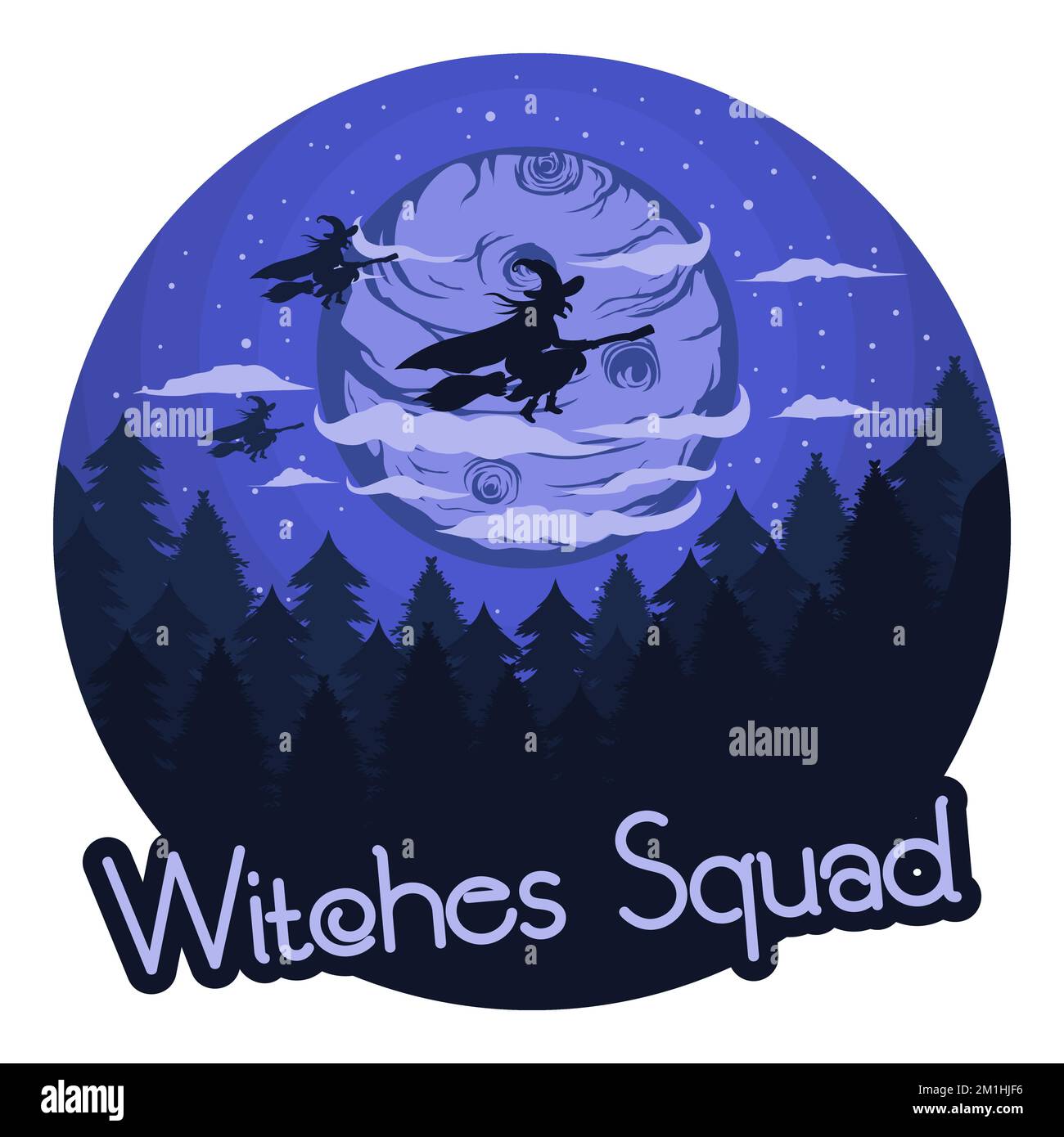 Witches Squad, Skull and Zombie Typography Quote Design. Stock Vector