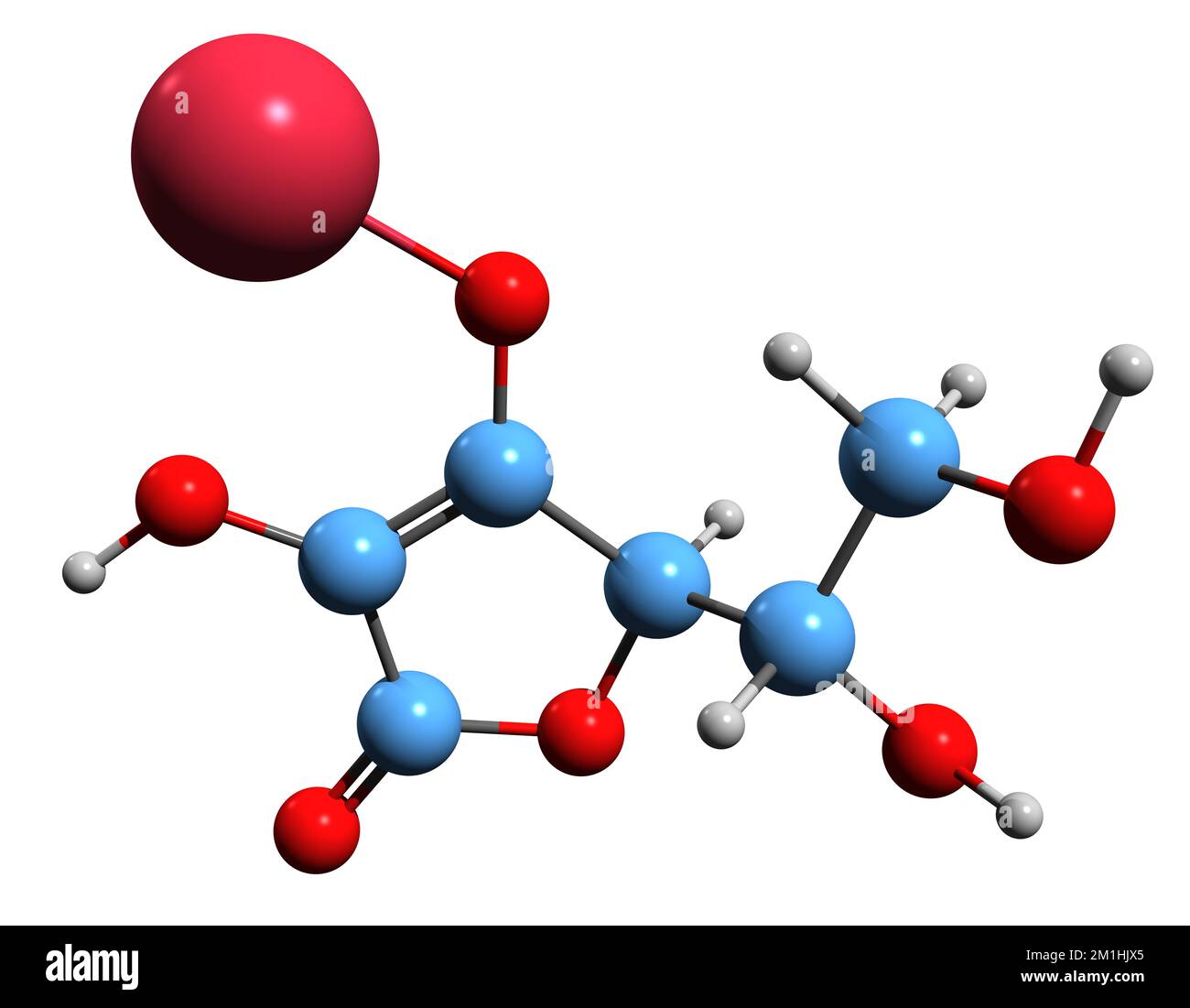 3D image of Sodium ascorbate skeletal formula molecular chemical