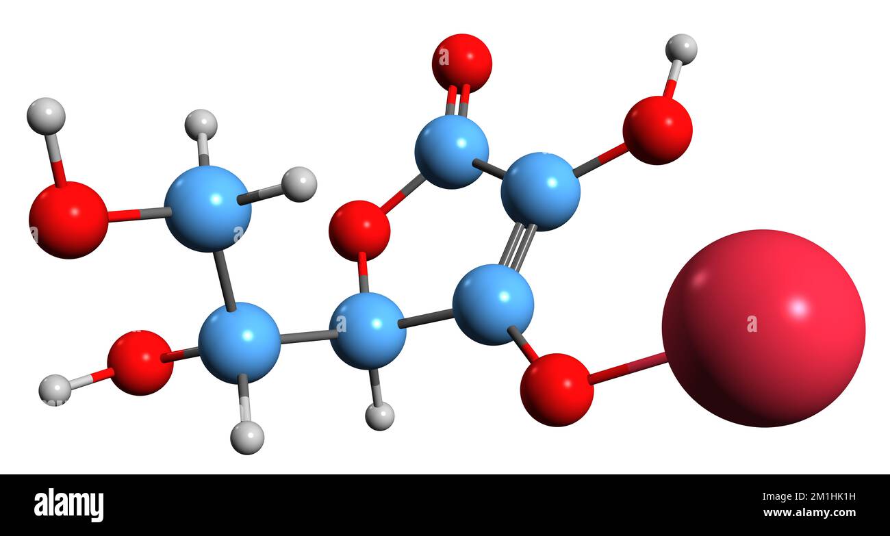 3D image of Sodium erythorbate skeletal formula molecular chemical