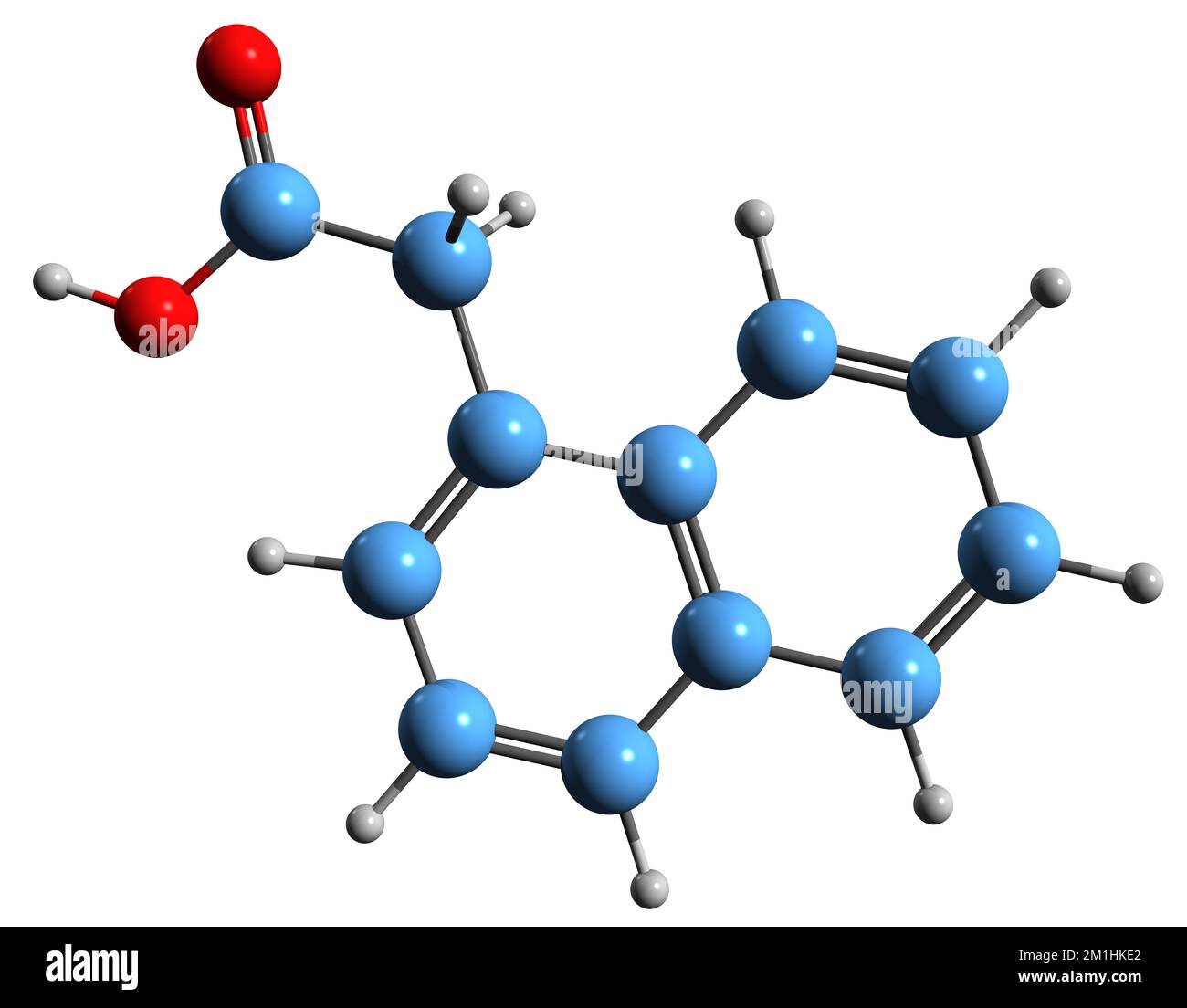 3D image of Naphthylacetic acid skeletal formula - molecular chemical structure of  synthetic plant hormone   isolated on white background Stock Photo