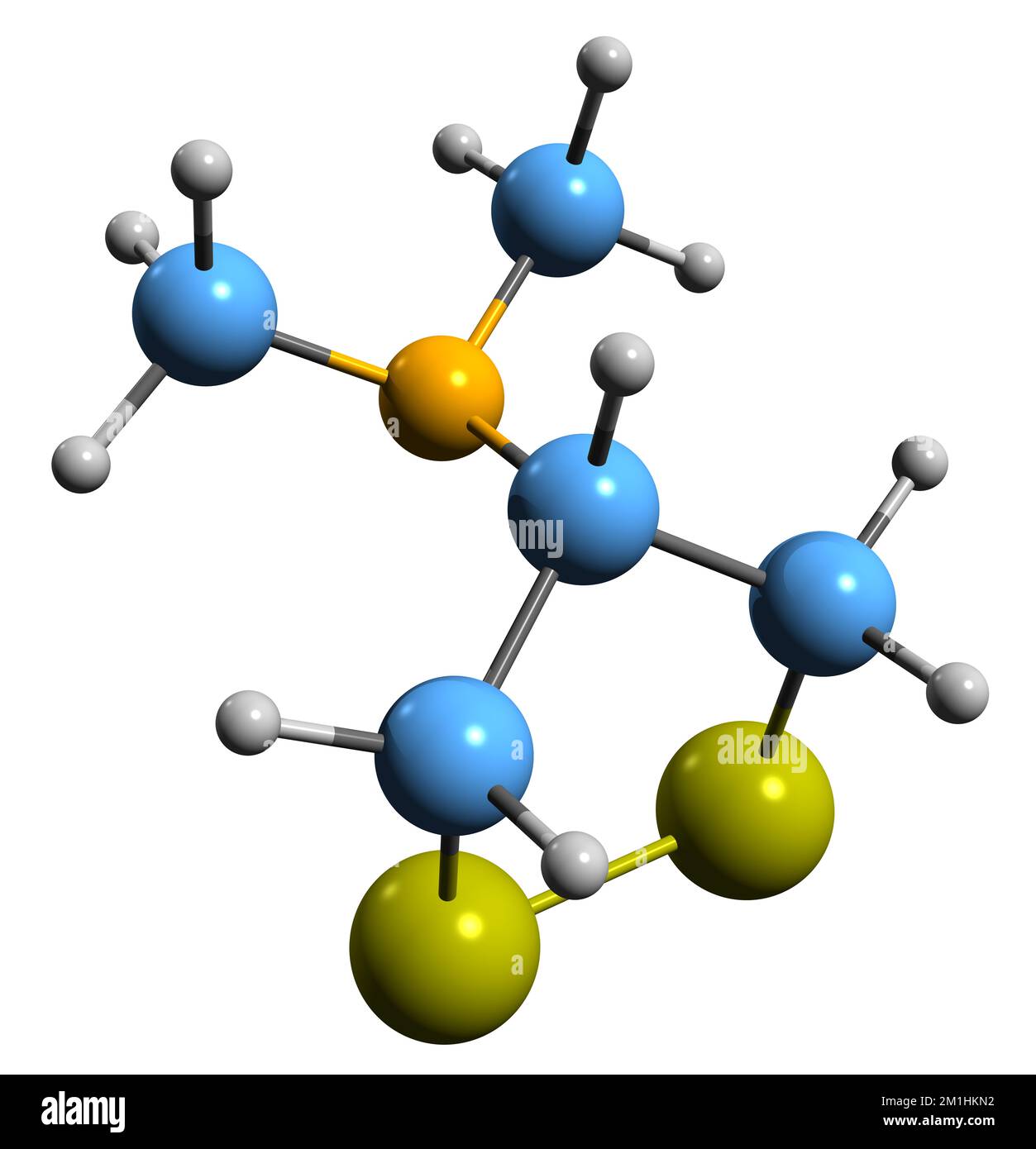 3D image of Nereistotoxin skeletal formula - molecular chemical structure of Marine Toxin isolated on white background Stock Photo