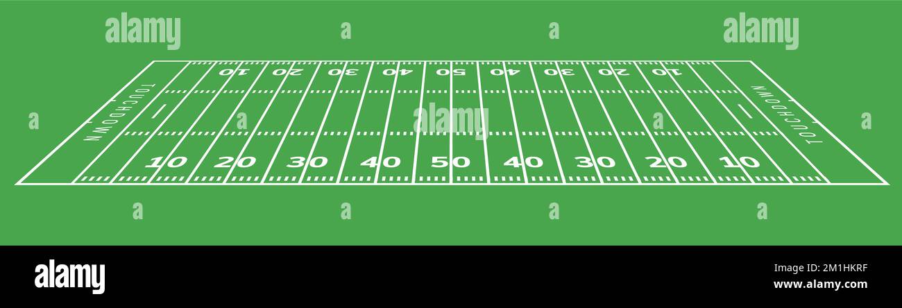 American football field background. Rugby stadium grass field illustration Stock Vector