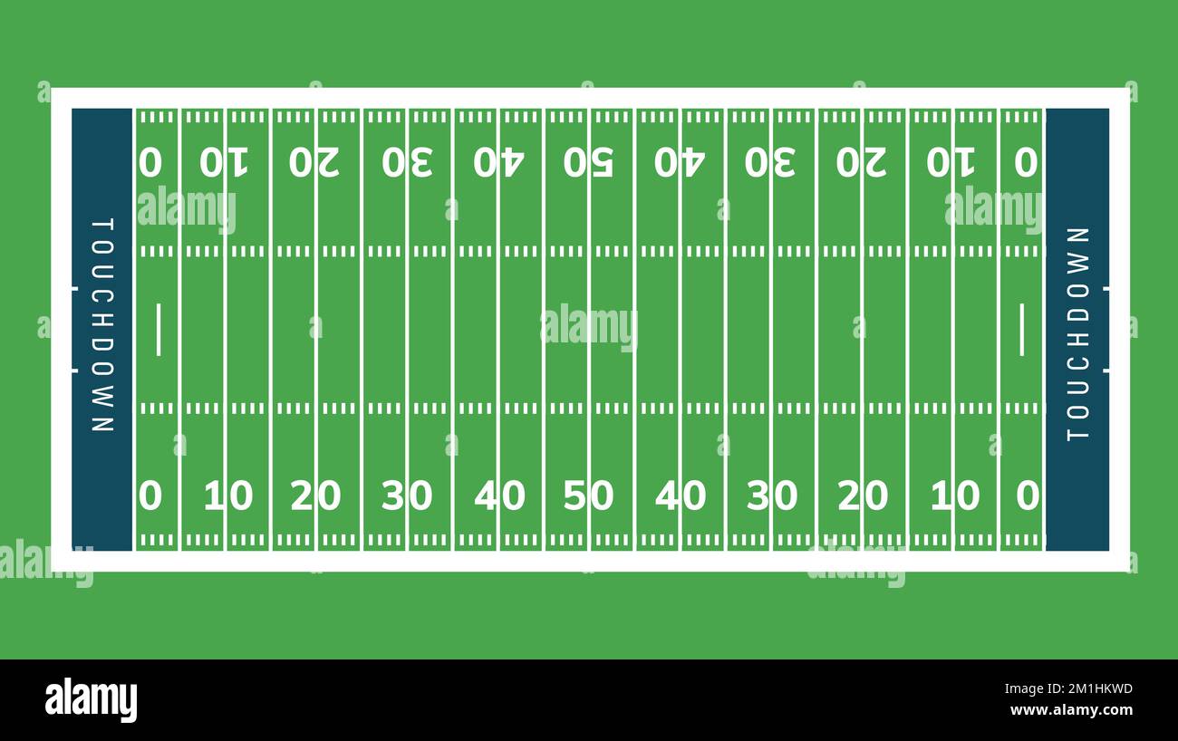 American football field background. Rugby stadium grass field illustration Stock Vector
