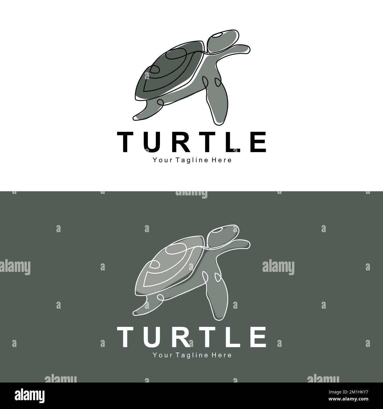 Sea Turtle Logo Design Protected Amphibian Marine Animal Icon Illustration, Vector Brand Corporate Identity Stock Vector