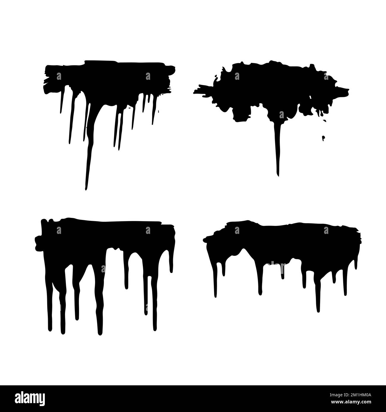 Paint blob ink splatter drop. Black liquid splash stain Stock Vector